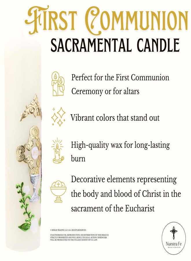Nuestra Fe Authenthic First Communion Candle Made by Mexican Artisans at La Villa de Guadalupe | Vela de Primera comunion para niño o niña | Vela para Primera comunion para niña | First Communion Candle Set - Image 2